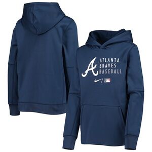 NWT Atlanta Braves Authentic Collection Performance Pullover Hoodie - Navy